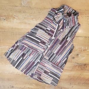 Damee NYC Multicolored High Ruffle Collar Tunic Size M